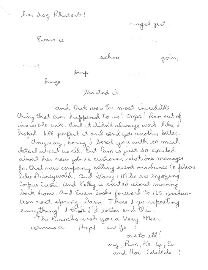 Masked Letter Example (2001) Invisible Ink Letter